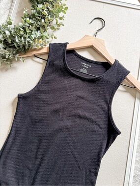 American Eagle Black Ribbed Sleeveless Bodysuit Size Medium
